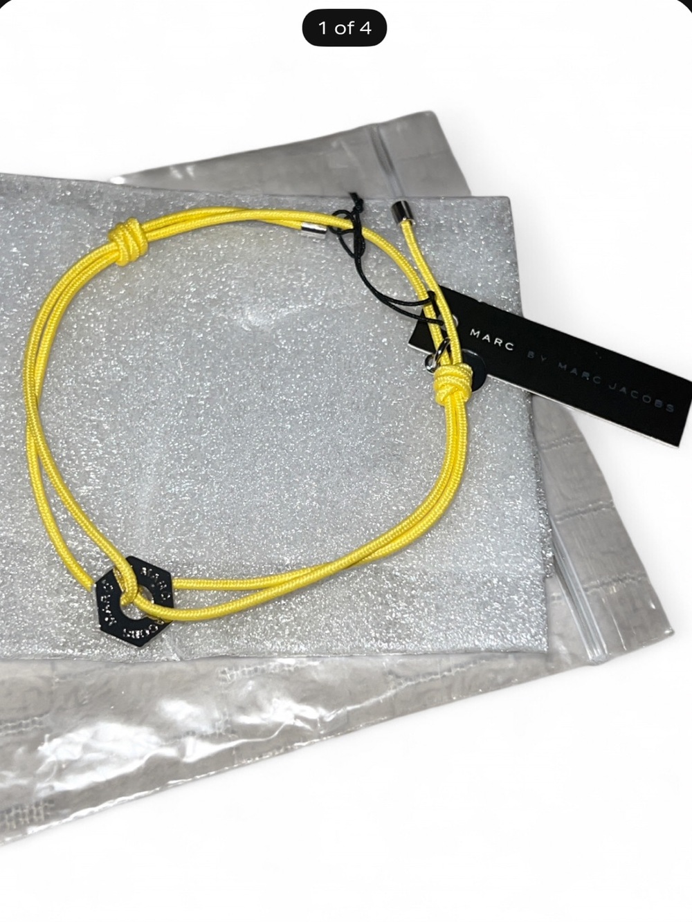 Marc by Marc Jacobs Yellow Cord Bracelet with Silver Hex Charm